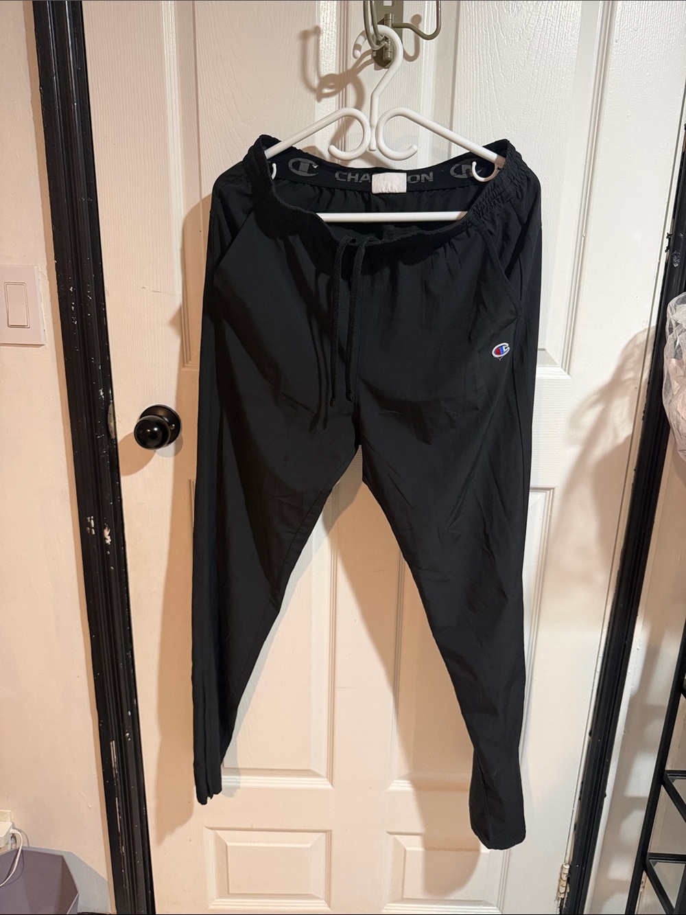 Champion Black Athletic Joggers with Signature C Patch